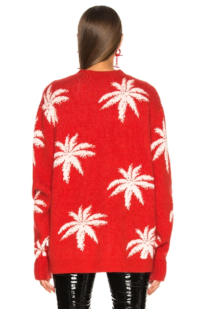 Shop Amiri Palm Cardigan Sweater In Red,floral