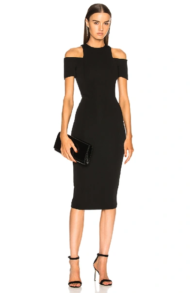 Shop Victoria Beckham Cap Sleeve Cutout Fitted Midi Dress In Black