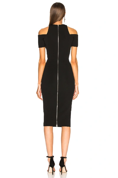 Shop Victoria Beckham Cap Sleeve Cutout Fitted Midi Dress In Black