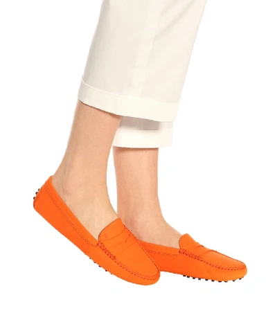 Shop Tod's Gommino Suede Loafers In Orange