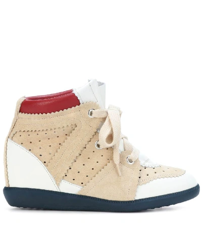 Shop Isabel Marant Betty Leather And Suede Sneakers In Female