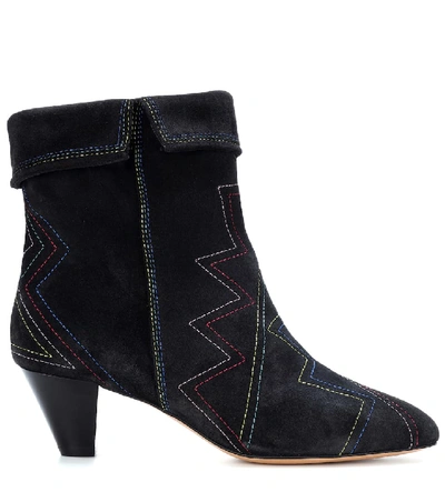 Shop Isabel Marant Dyna Suede Ankle Boots In Black