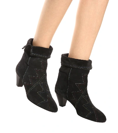 Shop Isabel Marant Dyna Suede Ankle Boots In Black