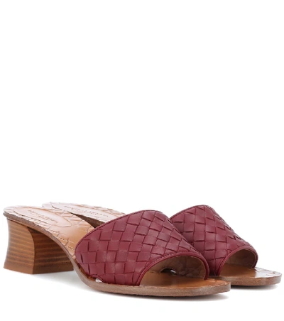 Shop Bottega Veneta Intrecciato Leather Sandals In Red