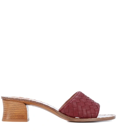 Shop Bottega Veneta Intrecciato Leather Sandals In Red