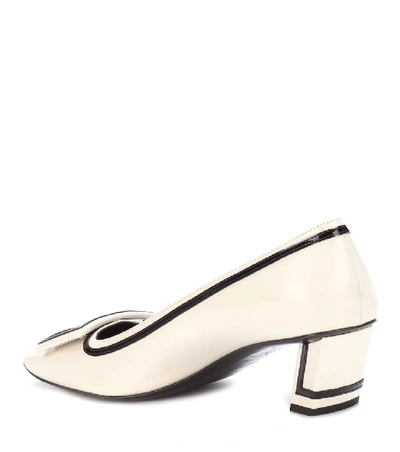 Shop Roger Vivier Belle Vivier Graphic Leather Pumps In White