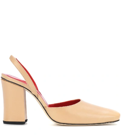 Shop Dorateymur Resort Leather Slingback Pumps In Beige