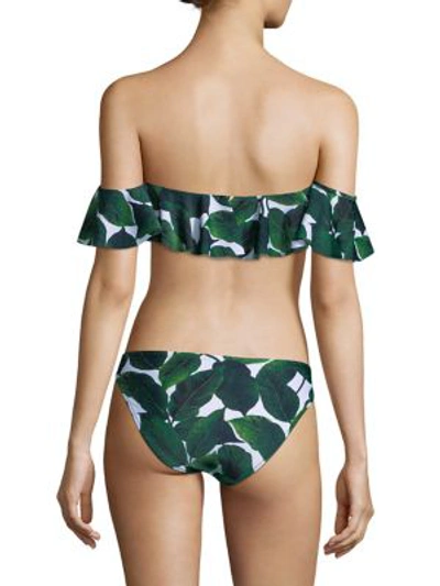 Shop Milly Sirolo Ruffle Bandeau Bikini Top In Emerald