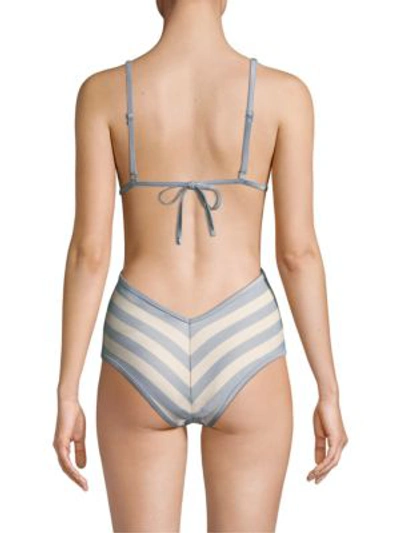 Shop Zimmermann Striped One-piece Swimsuit In Blue Stripe