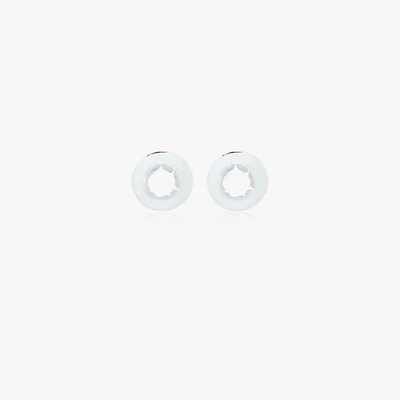 Shop All Blues Sterling Silver Bullet Hole Earrings In Metallic