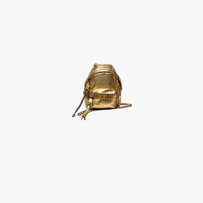 Shop Moschino Gold Backpack Leather Shoulder Bag In Metallic