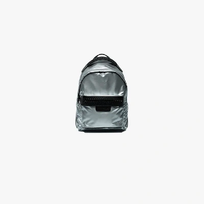Shop Stella Mccartney Silver Falabella Mini Backpack In Metallic
