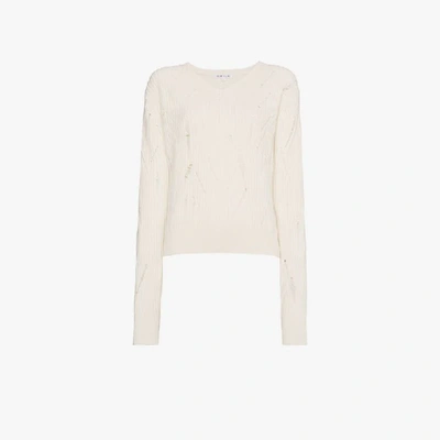 Shop Helmut Lang Distressed Ribbed Jumper In Nude&neutrals