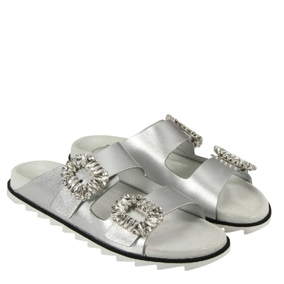 Shop Roger Vivier Flat Sandals Shoes Women  In Silver