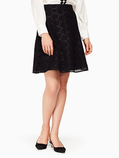 Shop Kate Spade Bloom Flower Lace Skirt In Black