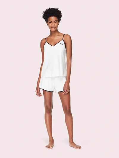 Kate Spade Women's Satin Camisole Tap Set With Eyelash Eye Mask In Off White