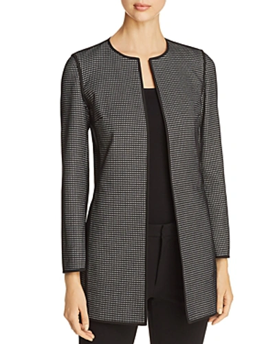 Shop Lafayette 148 Pria Piped Open-front Jacket In Black Multi