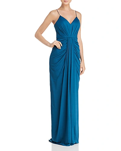 Shop Bariano V-neck Draped Gown - 100% Exclusive In Turquoise