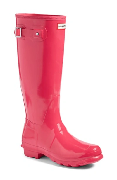 Shop Hunter Original High Gloss Boot In Bright Pink