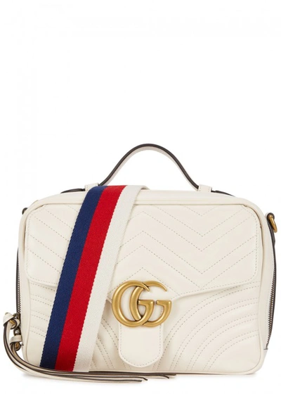 Shop Gucci Gg Marmont White Leather Shoulder Bag