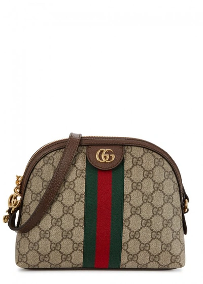 Shop Gucci Linea Ophidia Gg Shoulder Bag In Beige