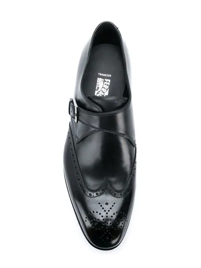 Shop Ferragamo Side Buckle Oxford Shoes In Black