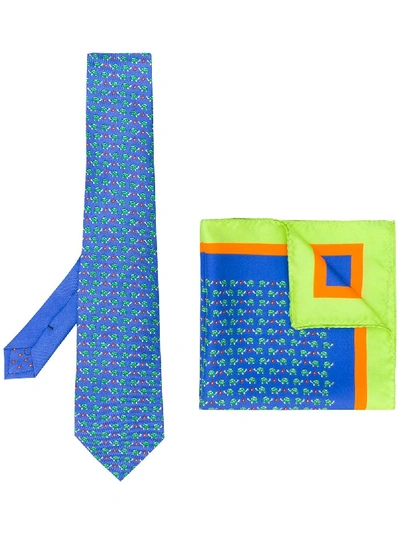 Shop Etro Turtle Print Tie And Pocket Square