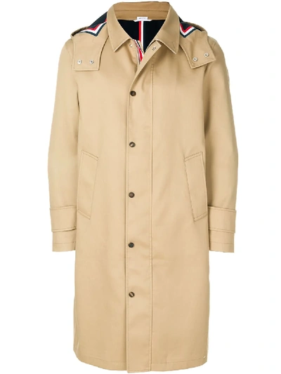 Shop Thom Browne Detachable Hood Overcoat