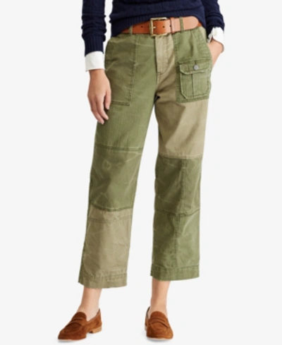 Shop Polo Ralph Lauren Patchwork Cotton Chino Pants In Olive