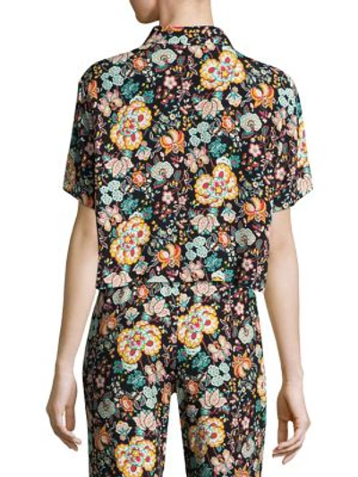 Shop Frame Floral Mini Shirt In Black Multi