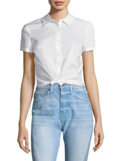 Shop Frame Shrunken Short-sleeve Cotton Shirt In White