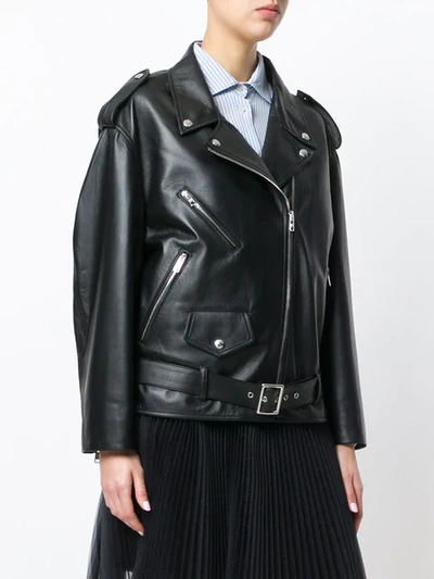 Prada Oversized Matte Leather Biker Jacket In Black | ModeSens