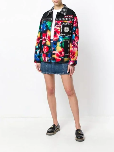 Shop Miu Miu Studded Multicoloured Jacket