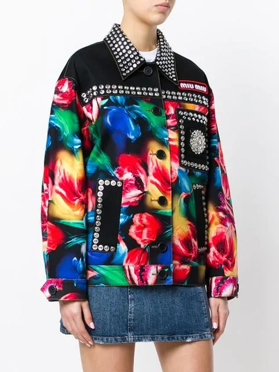 Shop Miu Miu Studded Multicoloured Jacket