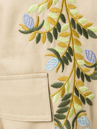 Shop Red Valentino Embroidered Floral Cargo Jacket In Neutrals