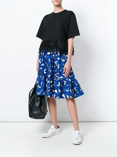 Shop Msgm Leaf Print High In Blue