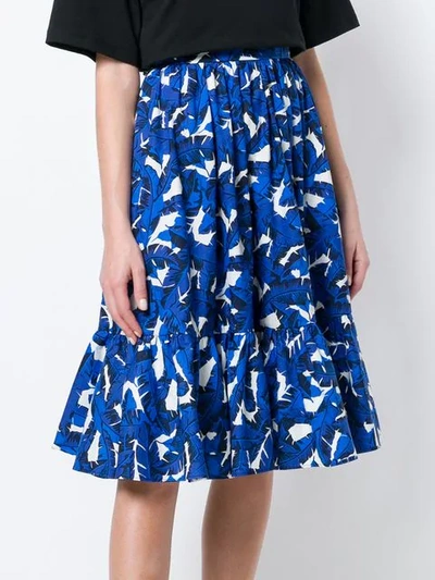 Shop Msgm Leaf Print High In Blue