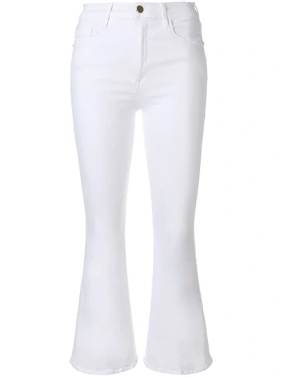 Shop Frame Flared High Rise Jeans In Bianco