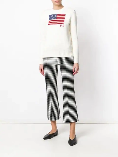 Shop Polo Ralph Lauren American Flag Jumper In Neutrals