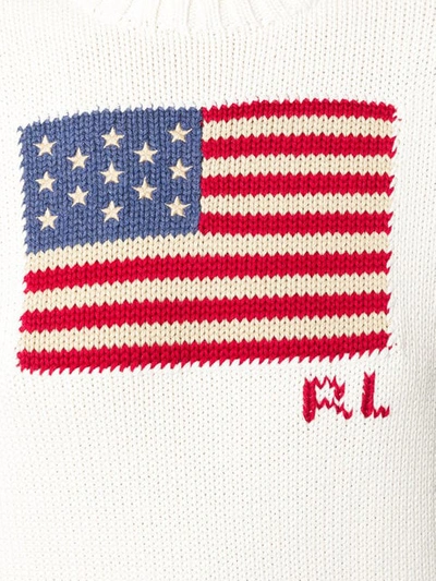 Shop Polo Ralph Lauren American Flag Jumper In Neutrals