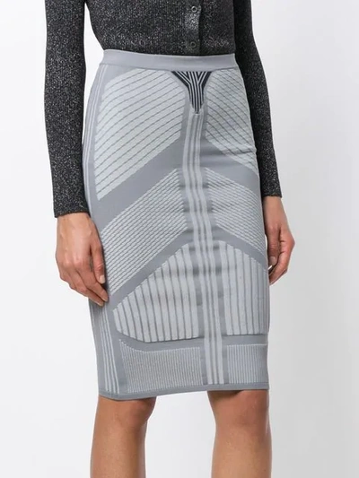 Shop Prada Embroidered Pattern Skirt In Grey