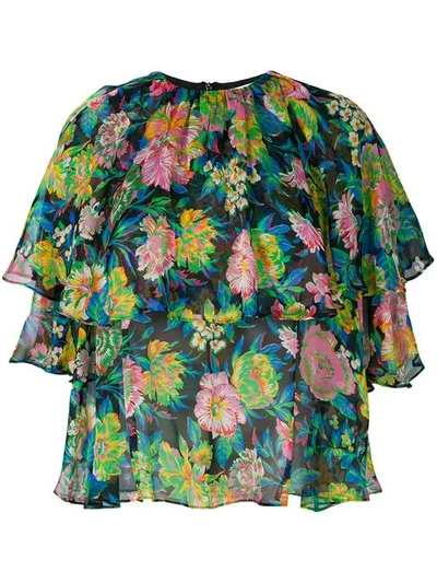 Shop Msgm Floral Print Blouse In Multicolour