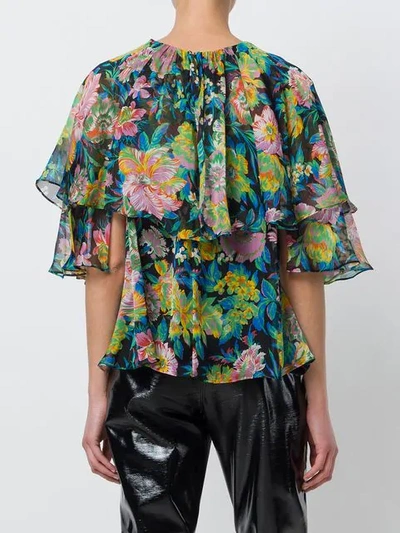 Shop Msgm Floral Print Blouse In Multicolour