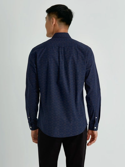 Shop Frank + Oak Multi-line Cotton-poplin Shirt In Navy