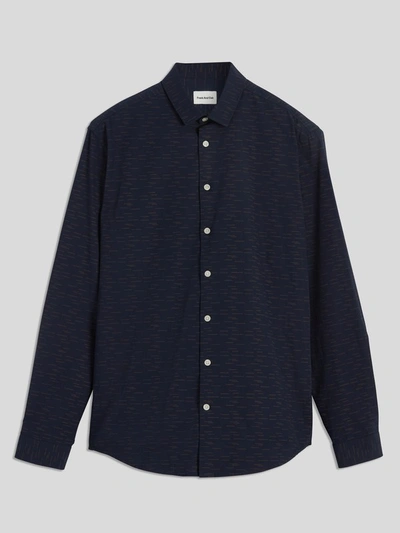 Shop Frank + Oak Multi-line Cotton-poplin Shirt In Navy