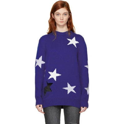 Shop Givenchy Blue Oversized Stars Sweater