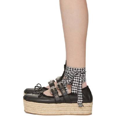 Black Double Bands Platform Ballerina Espadrilles