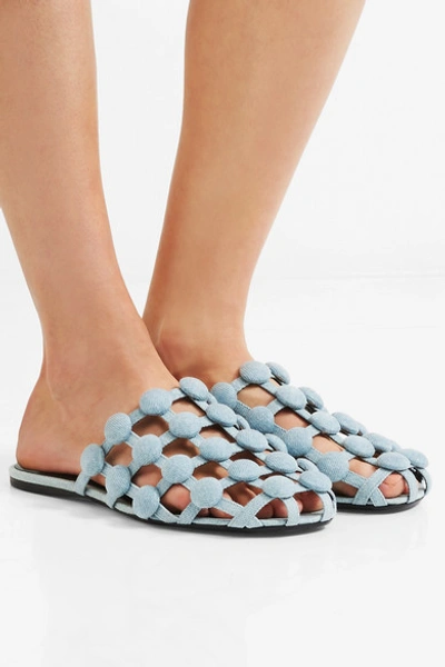 Shop Alexander Wang Amelia Studded Denim Slippers