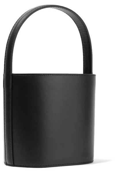 Shop Staud Bissett Leather Bucket Bag In Black