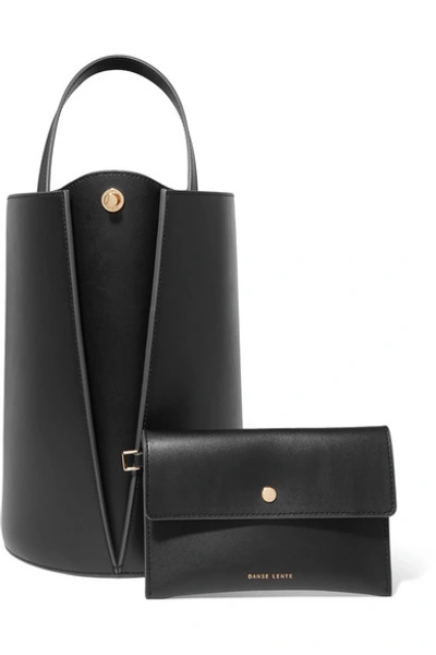 Shop Danse Lente Lorna Mini Two-tone Leather Bucket Bag In Black